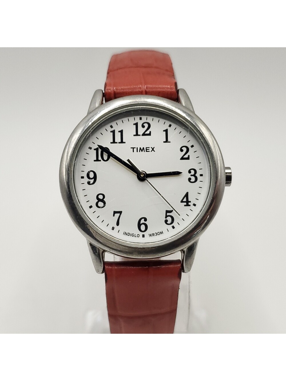 Timex Indiglo Red Band White Dial Womens Watch 30mm New Battery